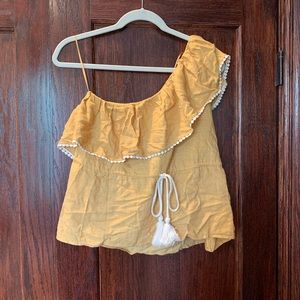Zara Yellow One Shoulder Top
